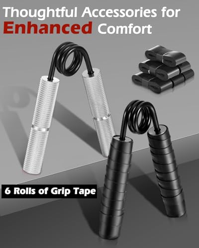 Grip Strength Trainer, 6 Pack Grip Strength Trainer Set (50-350LB), No Slip Hand Grip Strengthener, Wrist Forearm Strengthener with Grip Tape for Strength Training, Exercise, Injury Recovery - color: Silver+Blue+Red+Orange+Dark Gray+Black (100-350 LBS)
