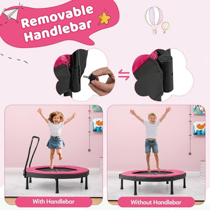 Goplus 40" Mini Trampoline for Kids, Indoor/Outdoor Fitness Trampoline with Foam Handlebar & Safety Pad, Home Workout Equipment for 3-6 Years Old Toddlers, Gift for Boys & Girls