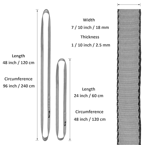18MM Nylon Climbing Slings Runners 23 kN Strong Webbing Straps for Rock Climbing, Rappelling, Swing, Yoga Hammock etc - color: 3PCS Grey, size: 24inch/60cm