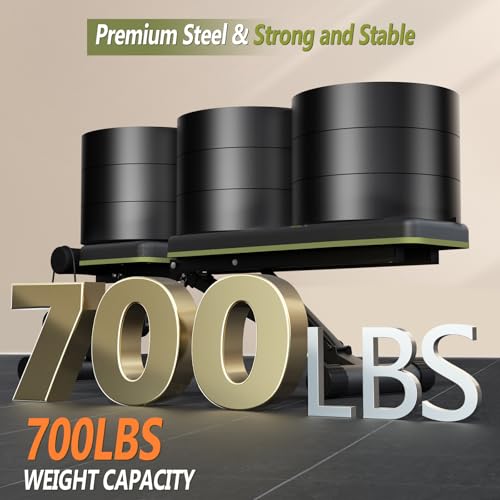 Adjustable Weight Bench for Home Gym, Foldable 700LBS Workout Bench with 9 Backrests, Multi-Purpose Bench Press for Incline Decline Flat with Fast Adjustment (2 resistance bands)