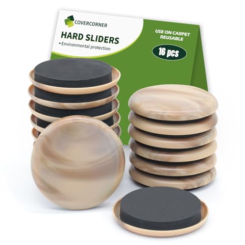 Furniture Sliders for Carpet 16 PCS - 2 1/2" Beige Coffee - size: 16 PCS 2 1/2 inch Beige Coffee