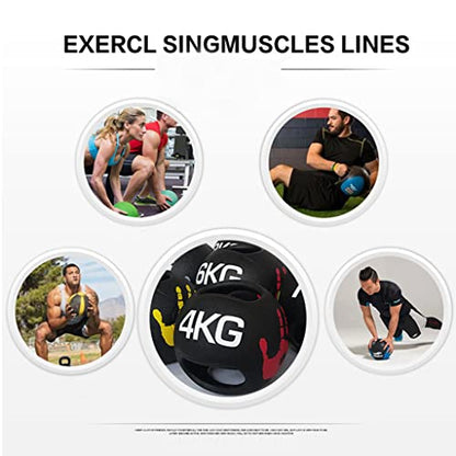 Professional 3KG-10KG Double Handle Grip Medicine Ball - for Weights Training MMA Boxing Exercise Fitness (J 7KG)
