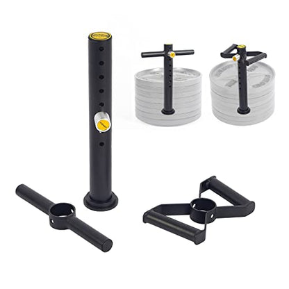 Adjustable kettlebell Handle, Heavy Duty Kettlebell Handle for Plates, Loading Pin with D-bar, Double D-bar and T-bar for Olympic Weight Plates, Hold Up 200lbs. - color: Black