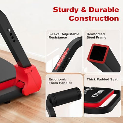 DERACY Sit Up Exercise Equipment, Adjustable Ab Machine, Multi-Functional Sit Up Machine, Ab Workout Equipment, Ab Trainer Machine for Women Men - color: RED