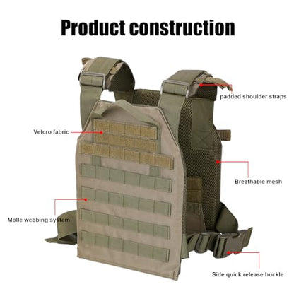 Adjustable Weighted Vest Fitness Sport Training Strength and Endurance Training,Quick Release with Molle for Running,Fitness Workouts - color: Green