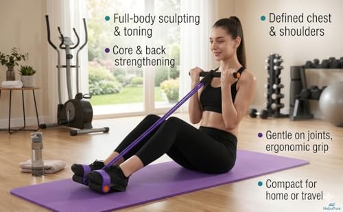 Upgraded Pedal Resistance Band with Handle, Soft Durable Fashion Puller Exercise with Thickened 6 Tension Ropes, Tube Pedal Resistance - color: Purple