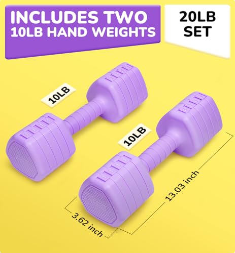 Adjustable Dumbbell Set of 2, 10LB 20LB 30LB Weight Set - color: Purple, size: 20 lbs Total-(10LB Each)