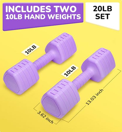 Adjustable Dumbbell Set of 2, 10LB 20LB 30LB Weight Set - color: Purple, size: 20 lbs Total-(10LB Each)