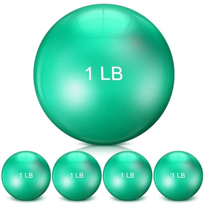 Seenelling 4 Pcs Weighted Toning Balls for Exercise Weighted Exercise Soft Medicine Balls for Gym, Pilates, Yoga, Balance, Flexibility - color: Green