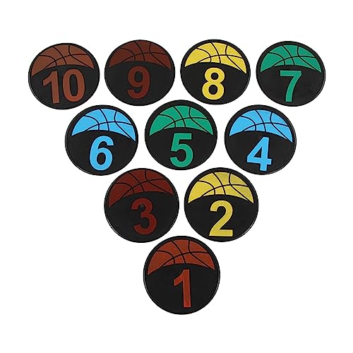 Numbered Spot Markers Set, Flat Cones Floor Spot Markers 1 10, Sports Training Markers with Bright Colors, and Flexible for Soccer Speed Drills