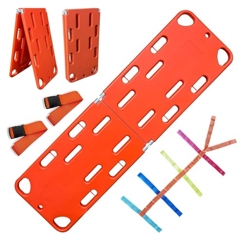 Life-Saving Board for Lifeguards, Foldable Spine Board Stretcher Backboard, with Spider Straps Plastic Water Floating Back Boards, Weight Capacity 159Kg / 350Lb 2folds