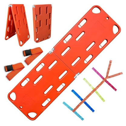 Life-Saving Board for Lifeguards, Foldable Spine Board Stretcher Backboard, with Spider Straps Plastic Water Floating Back Boards, Weight Capacity 159Kg / 350Lb 2folds