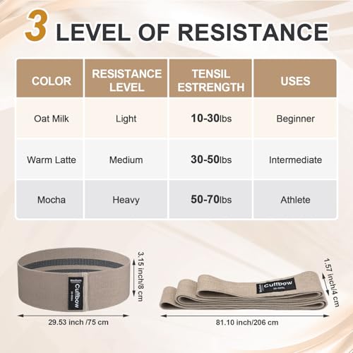 6 Pcs Fabric Resistance Bands for Working Out, Non-Slip Exercise Bands for Women and Men, 3 Levels Long & Short Booty Elastic Band with Door Anchor for Home Pilates Stretching