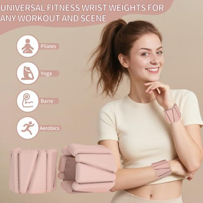 Wrist Ankle Weights for Women 1lb Each, Adjustable Wearable Arm Leg Weight Set, Weighted Bangles Ideal for Walking, Yoga, Dance, Barre & Gym Exercise