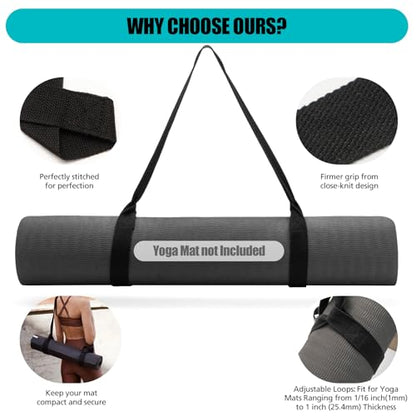 Yoga Mat Carrier Strap, Adjustable Thick Straps Sling for Carrying Large Mats, Stretching Band