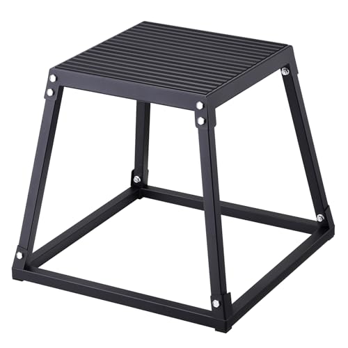 VEVOR Plyometric Jump Box, 18 Inch Plyo Box, Steel Plyometric Platform and Jumping Agility Box, Anti-Slip Fitness Exercise Step Up Box for Home Gym Training, Conditioning Strength Training - color: Black, size: 18 inch