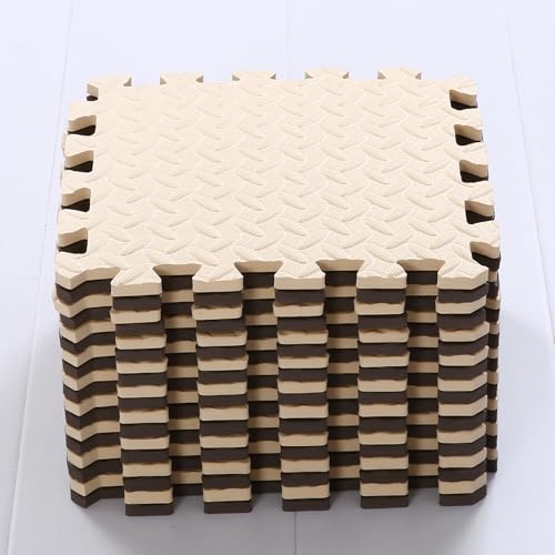 Foam Play Mat, EVA Non-Toxic Interlocking Floor Mats - color: Beige/Coffee, size: 16 Pcs/47.2*47.2