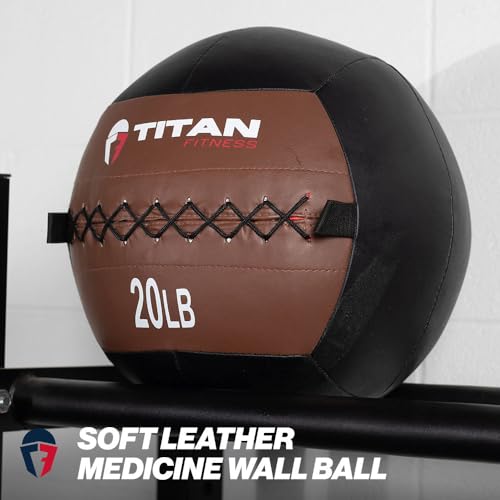 Titan Fitness Soft Leather Medicine Wall Ball Durable, Endurance, Cardio, Core Strength - size: 20 lb