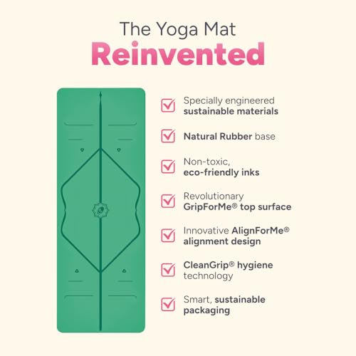 Liforme Travel Yoga mat – Patented Alignment System, Warrior-Like Grip, Non-Slip, Eco-Friendly, Ultra-Lightweight and Sweat Resistant, Made with Natural Rubber - color: Green