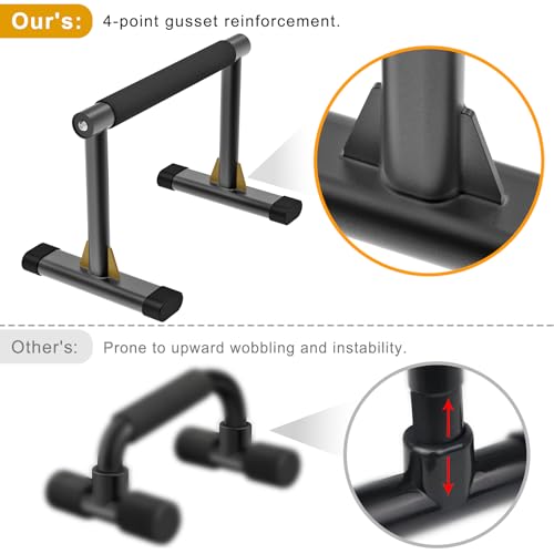 Kipika Parallette Bars for Calisthenics - Push Up & Dip Bar with Wood Handles, Rock-Free Support for Handstand, L-Sit & Home Strength Training, 600LB Capacity, 12" Height