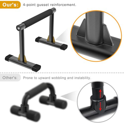 Kipika Parallette Bars for Calisthenics - Push Up & Dip Bar with Wood Handles, Rock-Free Support for Handstand, L-Sit & Home Strength Training, 600LB Capacity, 12" Height
