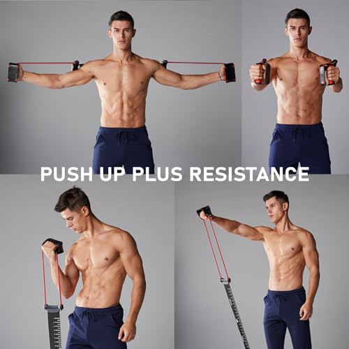 Stable Push Up Bars Resistance Band Power Push Up Plus with 24 Resistance Levels Training Back, Shoulder, Chest and Arm Muscles Equipment