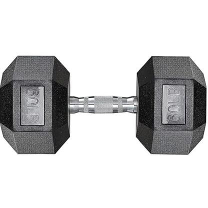 LIFERUN Single Dumbbell Rubber Coated Cast Iron Hex Black Dumbbell Free Weights, 30-85lb
