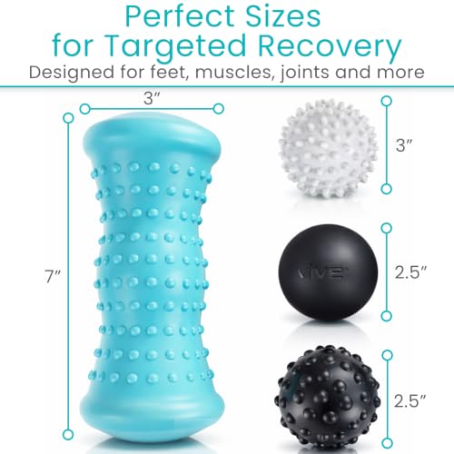Vive Massage Ball Set (4 Piece) - Plantar Fasciitis Relief Foot Pain Hot