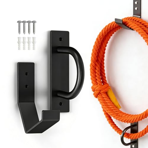 Heavy Duty Steel Battle Rope Wall Anchor Kit with Storage Hook, Fitness Rope Wall Mount for 30-50 Feet 1"-2.5" Battle Ropes