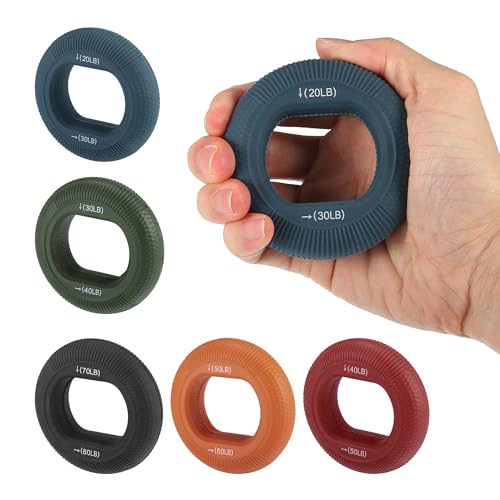 Hand Grip Strengthener, Fingers Exerciser - Silicone Rings for Muscle Training Sports Rock Climbing Finger Rehabilitation,6 Resistance Levels - color: Blue(20/30LB)