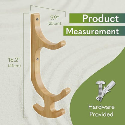 Wooden Yoga Mat Holder Wall Mount - Yoga Mat Storage Rack - Home Gym Equipment Storage & Organizer - Resistance Band Wall Mount - Home Gym Accessories Wall Rack - Workout Storage Organizer