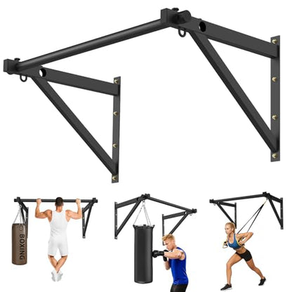 Pull Up Bar Wall Mounted, Adjustable Depth 51" Chin Up Bar, Strength Training Pull-Up Bars 500lbs Weight Capacity, Wall Mounted Pull Up Bars, Chin Up Workout Training Station for Home Gym Garage
