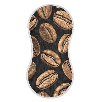 Coffee Beans Black Muslin Burp Cloths 1 Pack - Extra Large 22"x11", 4-Layer Soft Absorbent Cotton, Waterproof Backing, Baby Drool Rags for Newborn