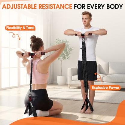 Upgraded Multifunction Pedal Resistance Band with Handle, Adjustable Foot Pedal Resistance Bands for Core, Arm, Legs, Body Strength, Portable Home Gym Workout Equipment for Men & Women