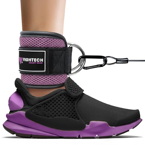 FIGHTECH Ankle Straps Cable Machine Attachment for Gym - Cable Kickback Ankle Straps - Padded Ankle Cuffs for Glute Kickbacks and Leg Workouts - color: Classic Lavender