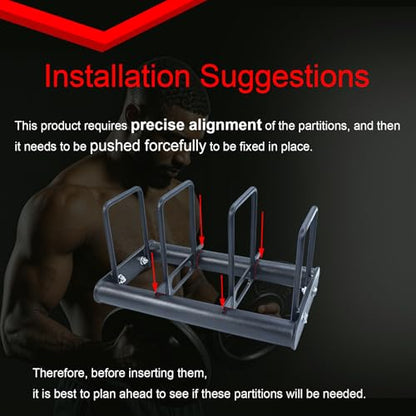 Weight Rack with Dividers 660 LBS Capacity Olympic Weight Plate Rack for Home Gym Freestanding Dumbbell Organizer with 3-Section Spacing for Thin & Thick Plates