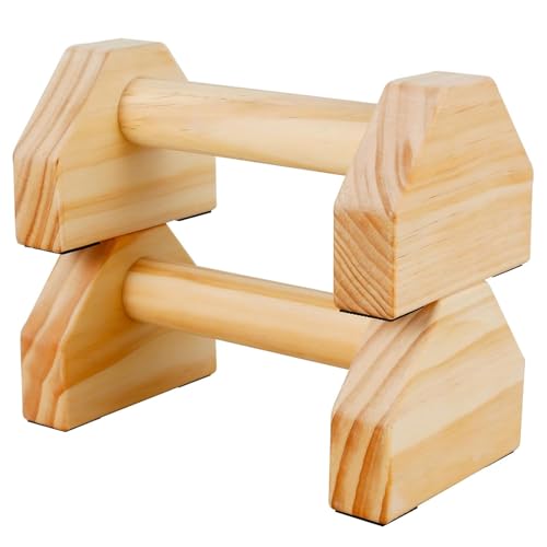 KD Willmax Push Up Stand Wooden with Non-Slip Base | Wooden Parallettes Bars for Calisthenics, Handstand, Pushups & Home Gym Workout | Compact, Lightweight & Travel Friendly (150 kg Capacity)