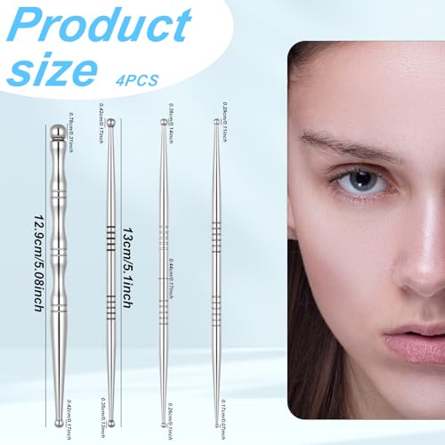 4 Pieces Facial Reflexology Massage Tool Stainless Steel Manual Pen Dual Head Facial Reflexology Tools Portable Massage Tool for Deep Tissue Face Body Muscle Relax