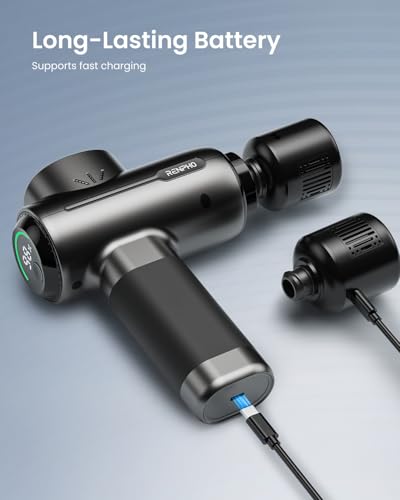 RENPHO Active+ Thermacool Massage Gun with Heat & Cold, Fathers Day Dad Gifts, App Control with Video-Guided Courses, Deep Tissue Handheld Massager for Back and Neck, 5 Speeds, 5 Heads, Carry Case - color: Black