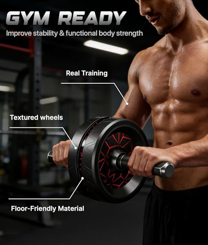Ab Roller Wheel for Abs Workout, Exercise Wheels with Thick Knee Pad, No Noise Ab Wheel Roller for Core Workout, Abdominal Exercise, Rueda Para Abdominales, Home Gym Fitness Equipment for Men Women