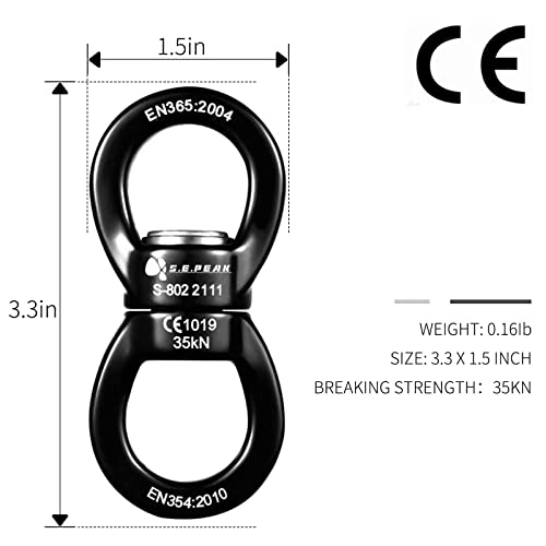 35kN Swing Swivel, CE Certified 360°Rotational Device, Silent Hanging Accessory for Tree Swing, Aerial Dance