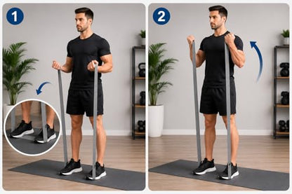 Premium Performance 76" Extended-Length High-Resistance Bands for Ultimate Strength, Mobility, and Plyometric Workouts - color: Gray