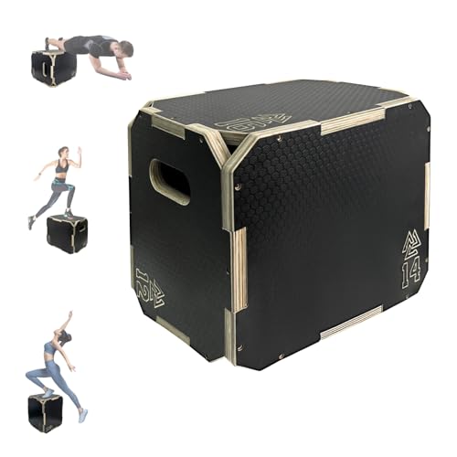 3 in 1 Non-Slip Wooden Plyometric Jump Box Adjustable Box Jumps for Home Gym Step-Ups Training