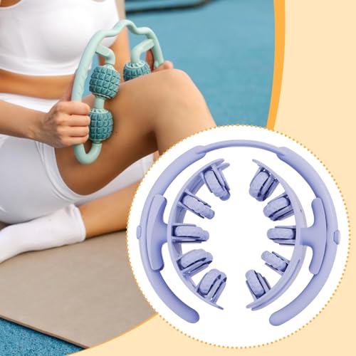 harayaa Leg Massage Tool with 20 Wheels Adjustable Tension 28x26x8.2cm Flexible for Home Gym Use Portable Detachable, Blue
