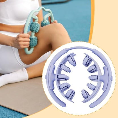 harayaa Leg Massage Tool with 20 Wheels Adjustable Tension 28x26x8.2cm Flexible for Home Gym Use Portable Detachable, Blue