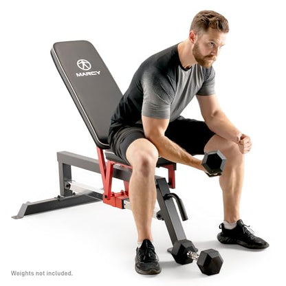 Marcy Foldable Standard Weight Benches, Adjustable Strength Training Benches for Full Body Workout