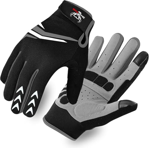Full Finger Cycling Gloves with Padding for Men Women, Anti-Slip, Shock Absorbing, Breathable, Touchscreen Mountain Bike Gloves for BMX, MTB Riding, Road Racing, Bicycle - color: Black, size: Medium