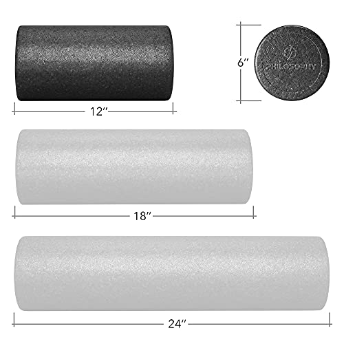 Philosophy Gym 12" High-Density Foam Roller for Exercise, Massage, Muscle Recovery - Round, Black - color: Black, size: 12 Inch