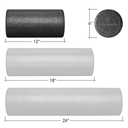 Philosophy Gym 12" High-Density Foam Roller for Exercise, Massage, Muscle Recovery - Round, Black - color: Black, size: 12 Inch