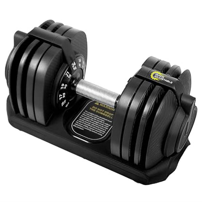 BODYTECH 53LBS/24KG Quick Adjust Dumbbell - 1-Second Weight Change & Safety Lock | Sweat-Proof Metal Grip | Space Saving Home Gym Equipment